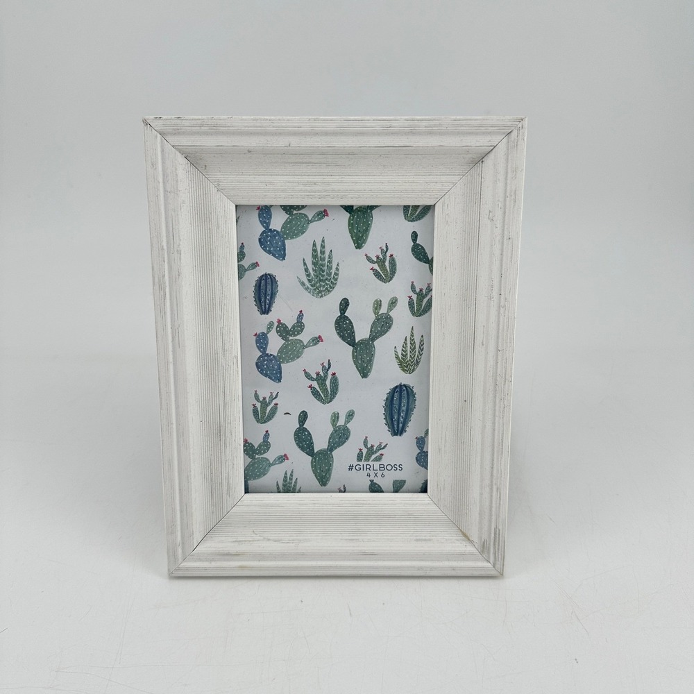 Girl Boss White Distressed Wood Picture Frame 4x6 Farmhouse Rustic Decor